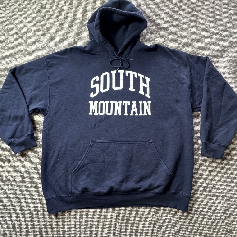 South Mountain Hoodie Mens XL Navy Blue Graphic Pullover